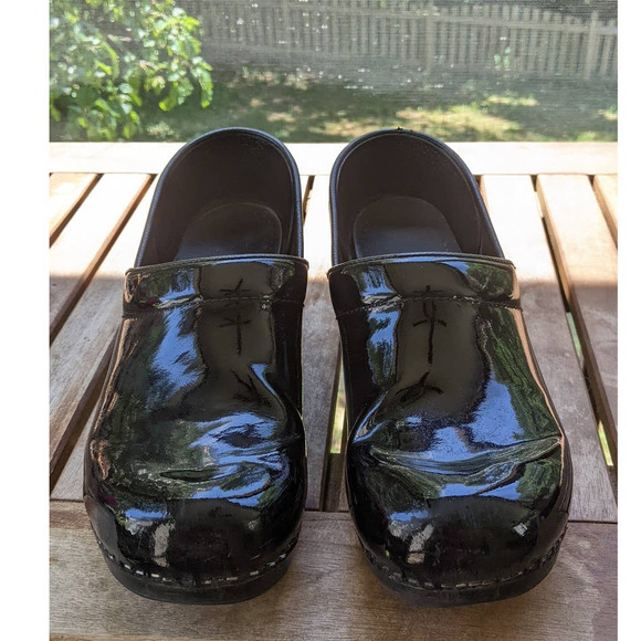 Dansko Women’s Professional Clogs Black Patent Leather Shoes 10.5-11 - Picture 4 of 10